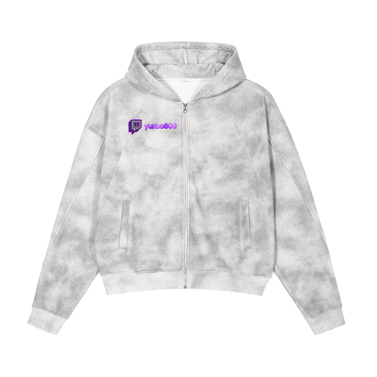 Dirty Washed Zip-Up Fleece Hoodie